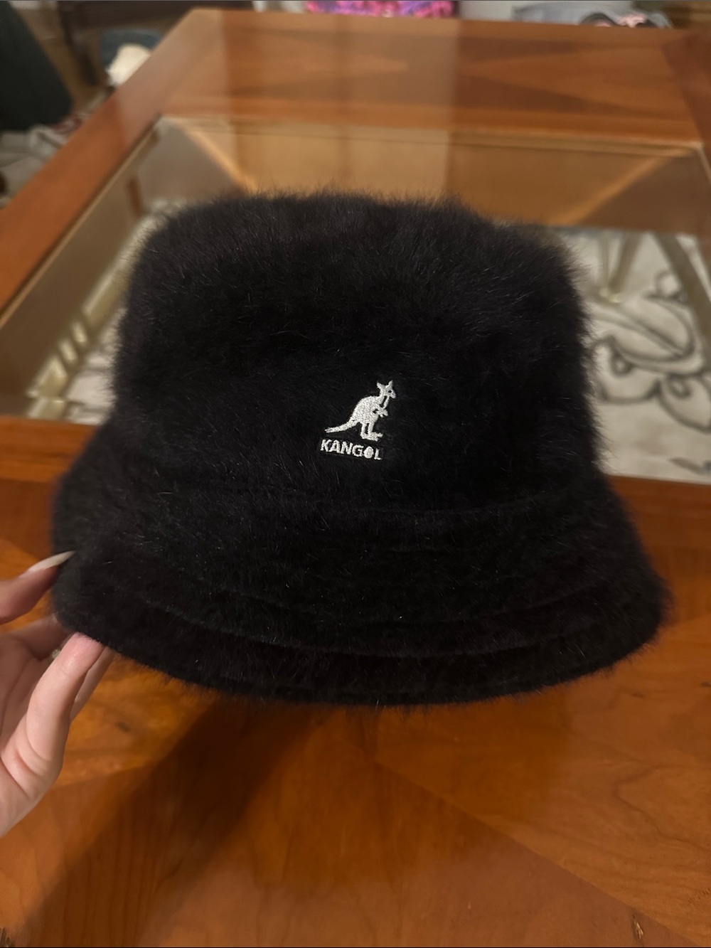 Kangol Black Furgora Bucket Hat with White Logo